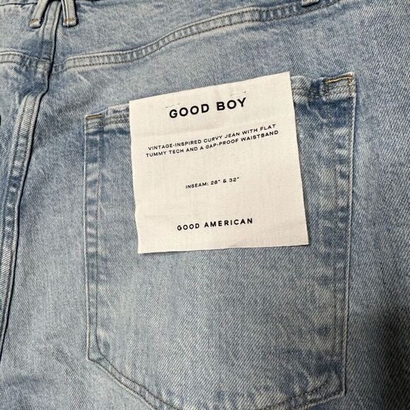 NWT Good American Good Boy Straight Curve Jeans Indigo Light Wash Women Blue 16 - Picture 6 of 7